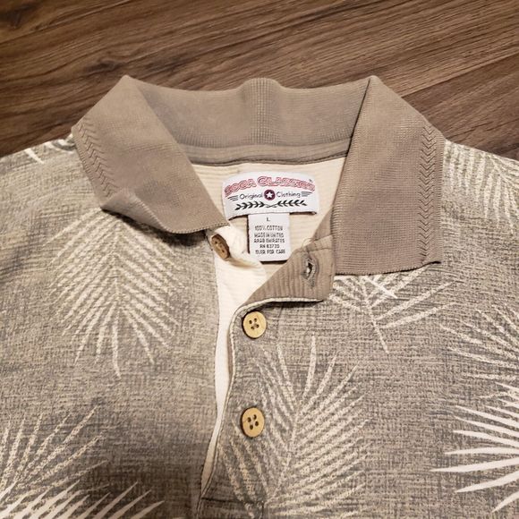 Boco Classic Olive Green / Creme Pullover Shirt Men's Sz L - Picture 3 of 6